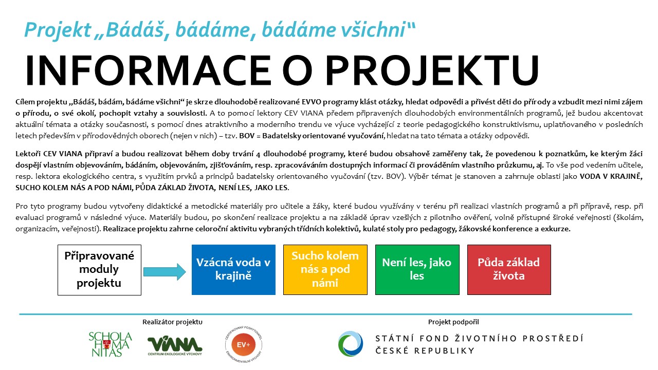 Realizujeme projekt „Bádáš, bádám, bádáme všichni“